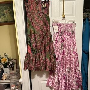 Vibrant Green and Pink Maxi Skirt